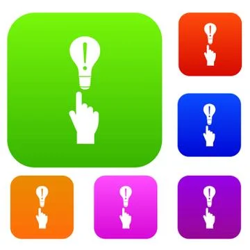 A finger pointer and light bulb set collection Stock Illustration