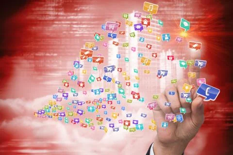 Finger pointing to app icon Ilustração Stock