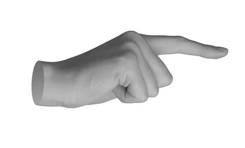 Finger pointing aside, indicating something, pointer showing gesture. Hand .. Stock Photos