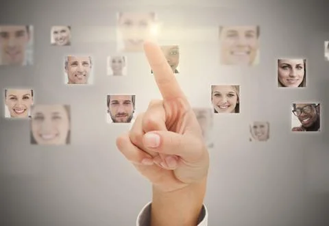Finger pointing at digital interface Stock Photos