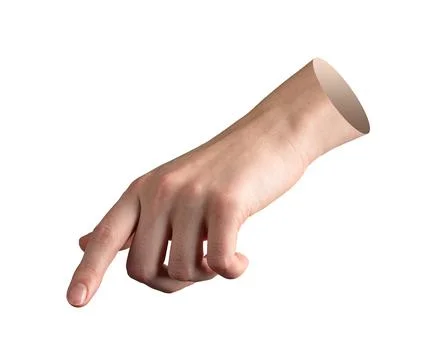 Finger pointing down, hand gesture with index tip extended, press touch signa Stock Photos