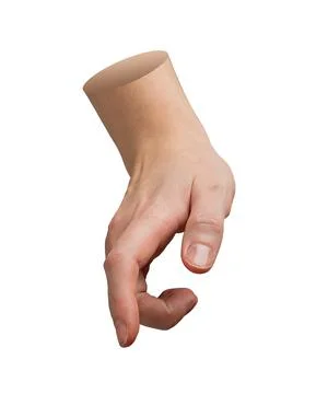 Finger pointing down. Hand with index extending, push, click, tap action, tou Stock Photos