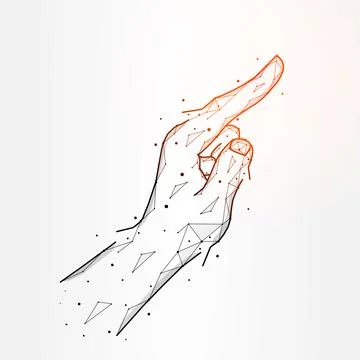 Finger pointing or touch polygonal vector illustration isolated on white ba.. Stock Illustration