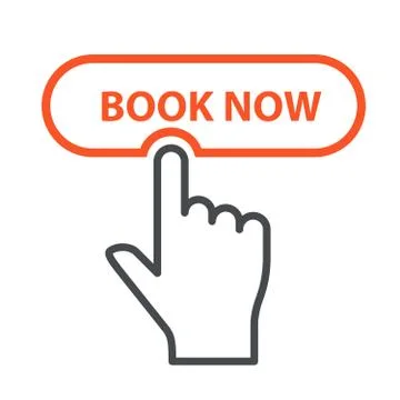 Finger press Book Now button - booking and online reservation icon Stock-Illustration