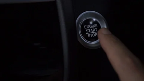 Finger press car engine start button Stock Footage 109467023