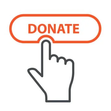Finger press Donate button - charity and crowdfunding concept icon Stock Illustration