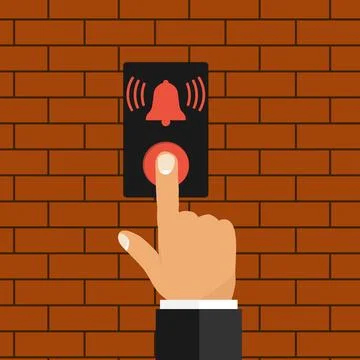 The finger presses the bell. Stock Illustration