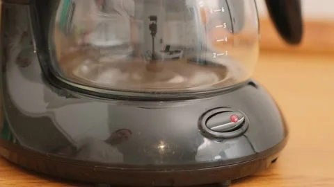 Finger presses Button on coffee machine Close up Stock Footage 135262663