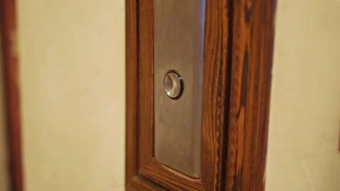 Finger presses button. elevator equipment of hotels and high-rise buildings. Stock Footage 143975449