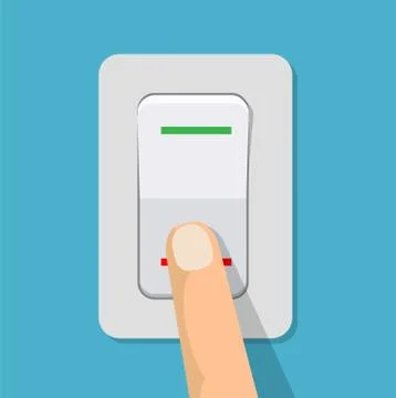 Finger presses the button switch. Stock-Illustration