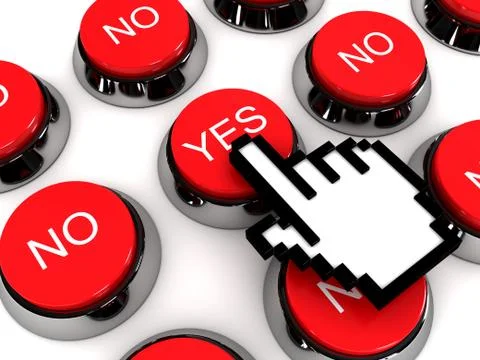 Finger presses the button yes Stock Illustration