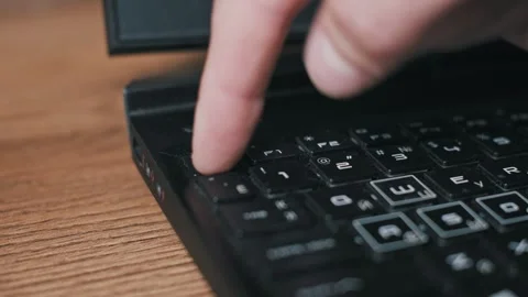 Finger Presses ESC Key On Dusty Laptop Stock Footage 319481258