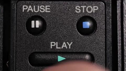 Finger Presses Play Button On Camcorder Control Panel Stock Footage 332560422