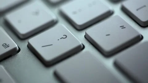 Finger presses question button Stock Footage