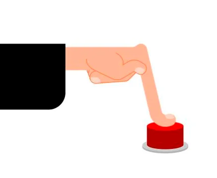 Finger presses Red button.  Hand Press  Vector illustration Stock Illustration