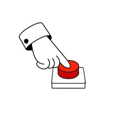 Finger presses the red button. Start and Launching a startup Stock Illustration