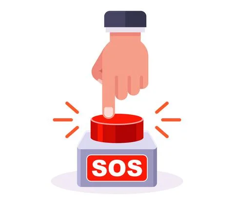 Finger presses on the sos button. fire alarm. Stock Illustration