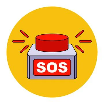 Finger presses on the sos button. fire alarm. Illustrazione stock