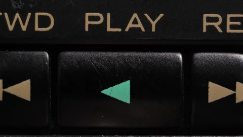 Finger Presses Turquoise Play Key On Camcorder Panel Stock Footage 332567893