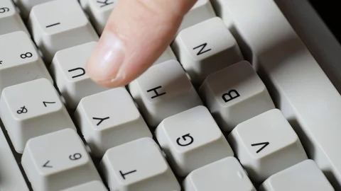 Finger presses Y button on keyboard Video stock 121072242