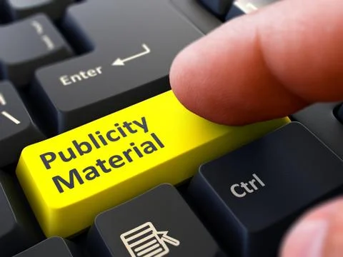 Finger Presses Yellow Keyboard Button Publicity Material Stock Illustration