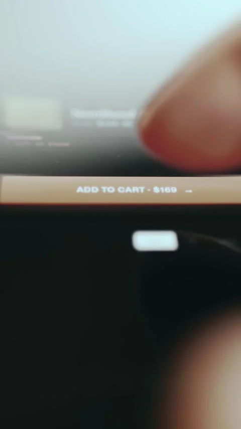 Finger Pressing Add to Cart Button on Product Page Vídeo Stock 337891870