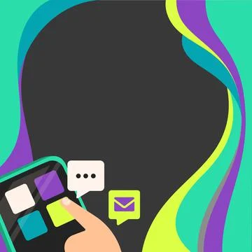 Finger Pressing Application Button Presenting Technological Advances Global Stock Illustration