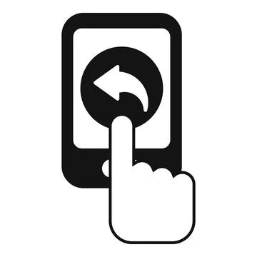 Finger pressing back button on smartphone screen icon Stock Illustration