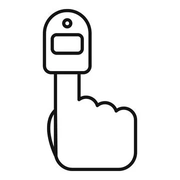 Finger pressing blank button icon outline style Stock Illustration