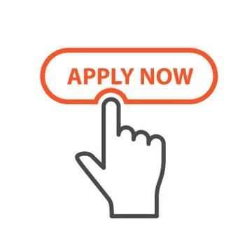 Finger pressing button Apply Now - job placement and file an application conc Stock Illustration