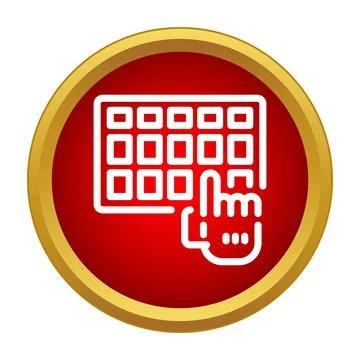Finger pressing button on keypad icon for access Stock Illustration