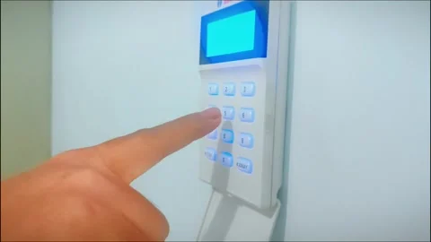Finger pressing a button on the wall Stock Footage 273025115