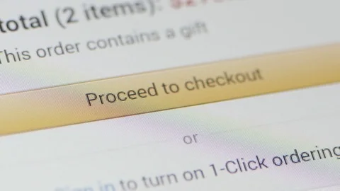Finger pressing checkout button on ipad tablet shopping online 4k Stock Footage 72902604