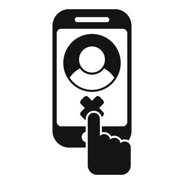 Finger pressing delete contact button on smartphone screen Illustrazione stock
