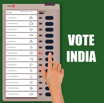 Finger pressing Electronic Voting Machine Stock Illustration