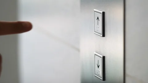Finger Pressing Elevator Button Up in Office Center or Hotel. Progress Future Video stock 118293290