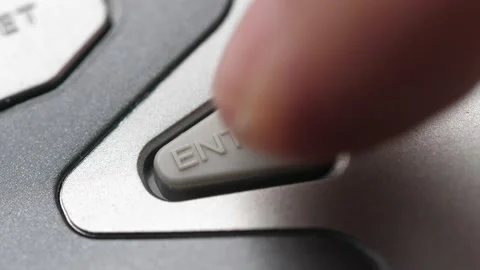 Finger Pressing the Enter Button on the Device Close up Stock Footage 148240228