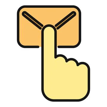 Finger pressing envelope icon sending email message Illustrazione stock