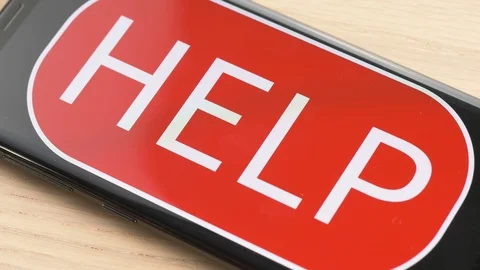 Finger Pressing HELP Button Closeup Video stock 107159637