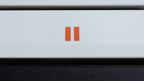 Finger Pressing Pause Symbol Button Macro Stock Footage 333286254