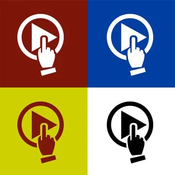 Finger pressing play button flat icon vector illustration symbol Stock Illustration
