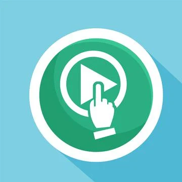 Finger pressing play button flat icon vector illustration symbol Stock Illustration