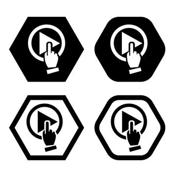 Finger pressing play button flat icon vector illustration symbol Stock Illustration