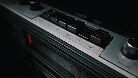 Finger Pressing Play Button on Vintage Audio Cassette Player Stock Footage 333818590