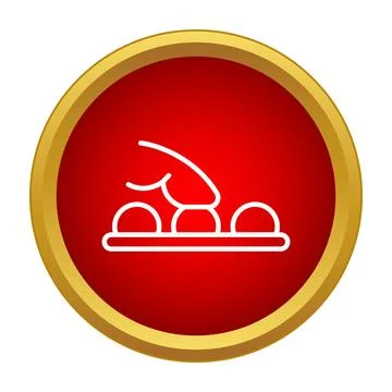 Finger pressing red button icon selecting option 스톡 일러스트