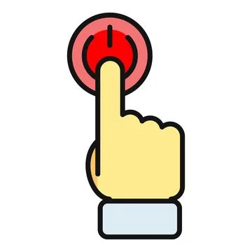 Finger pressing red power on off button イラスト素材