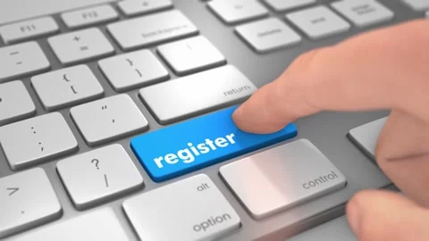 Finger pressing Register Keyboard Button Stock Footage 241633962