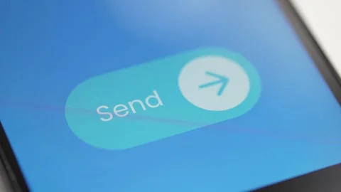 Finger Pressing the SEND Button a on a Smartphone Closeup Stock Footage 255099072