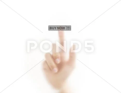 Finger pressing shopping cart button Stock Illustration