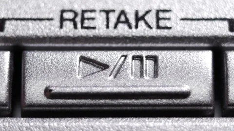 Finger Pressing Silver Retake Button Macro Stock Footage 321882747